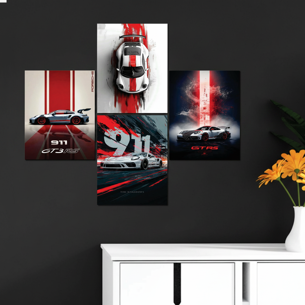 Set of 4 Premium Wall Art Photo Tiles – Modern Home Decor Sets 8x11