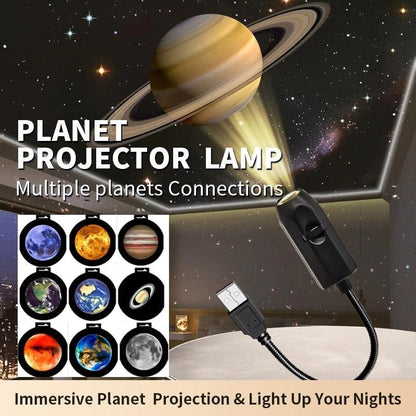 USB Ceiling Moon Earth Projection Atmosphere Light Starry Sky Lamp Night Light Romantic Bedroom Decoration Projector (6 Lenses)