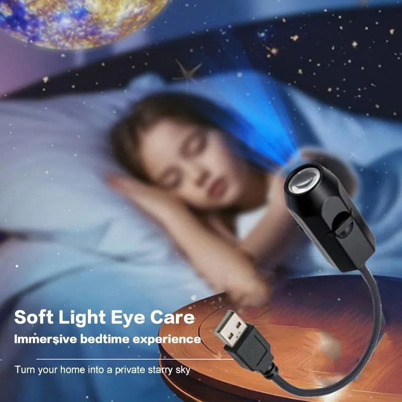 USB Ceiling Moon Earth Projection Atmosphere Light Starry Sky Lamp Night Light Romantic Bedroom Decoration Projector (6 Lenses)