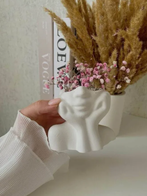 LADY HEAD VASE| FLOWER CONCRETE VASE| HOMEDECOR ITEM| HANDMADE ITEM